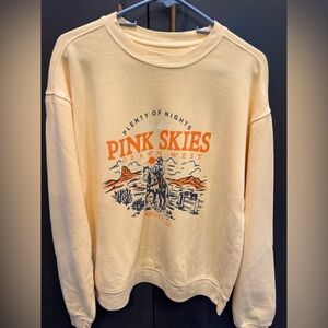 Pink Skies Yellow Crew Neck Sweatshirt Womens Size S